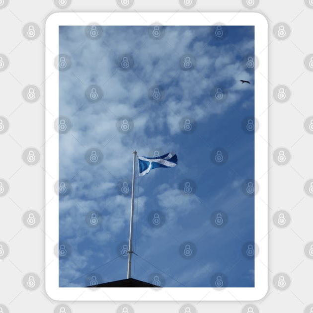 Scottish Photography Series (Vectorized) - Saltire Flag Flying Sticker by MacPean